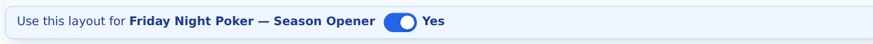 The bar above the editor: Use this layout for Friday Night Poker, with the switch set to Yes
