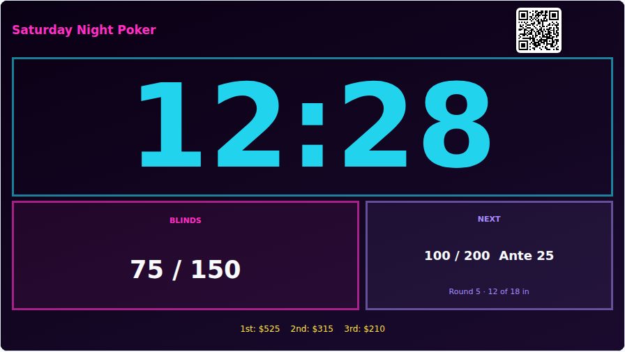 Neon Nights timer layout on a TV